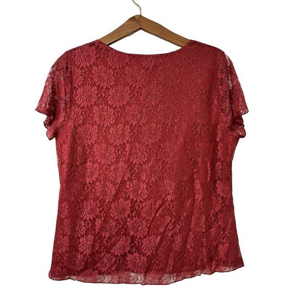 Apt. 9 Lace Overlay Babydoll Top Size 1X Red Dainty Cottage Y2K Women’s - Picture 2 of 8